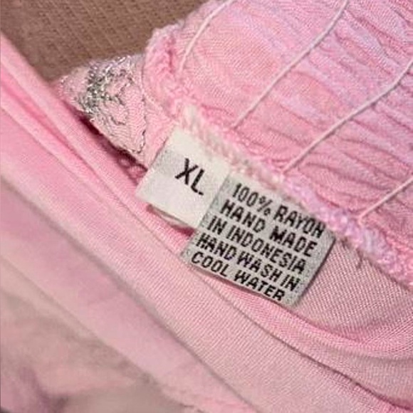 Y2K Pink rayon babydoll dress with silver detailing - Picture 6 of 7